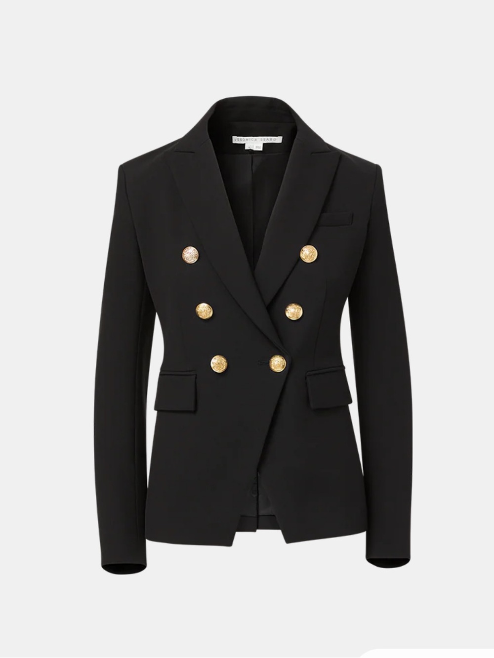 NWT Veronica Beard Miller Dickey Black Double-Breasted Blazer with Gold Buttons